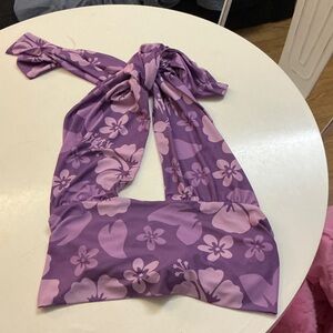 O-Mighty Lavender Floral Halter Top